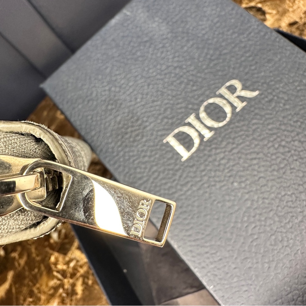 Christian Dior Long Zip Wallet With Box And Dust Bag Grey Monogram Diamond - Picture 9 of 11